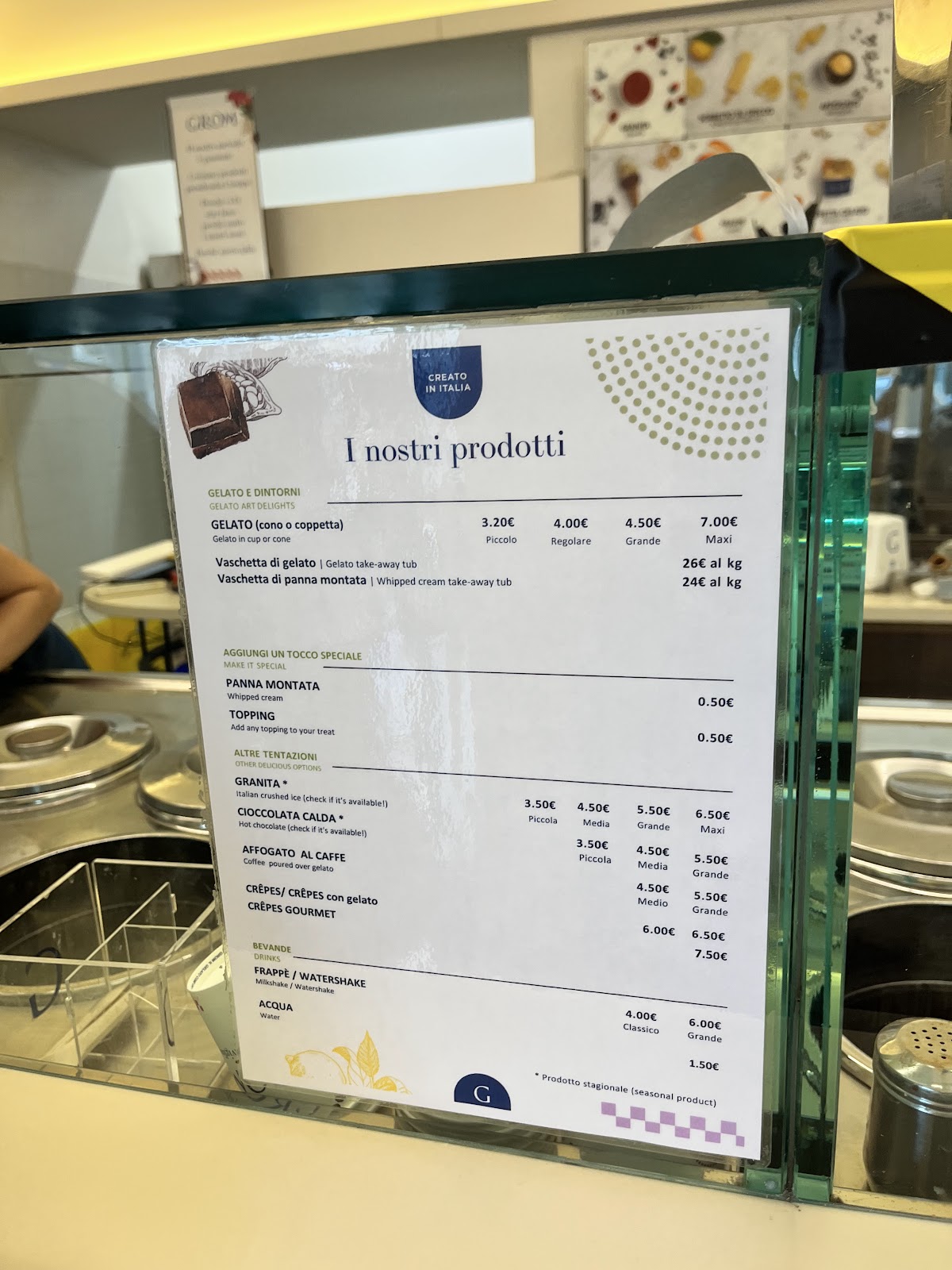 Un dettaglio del banco.