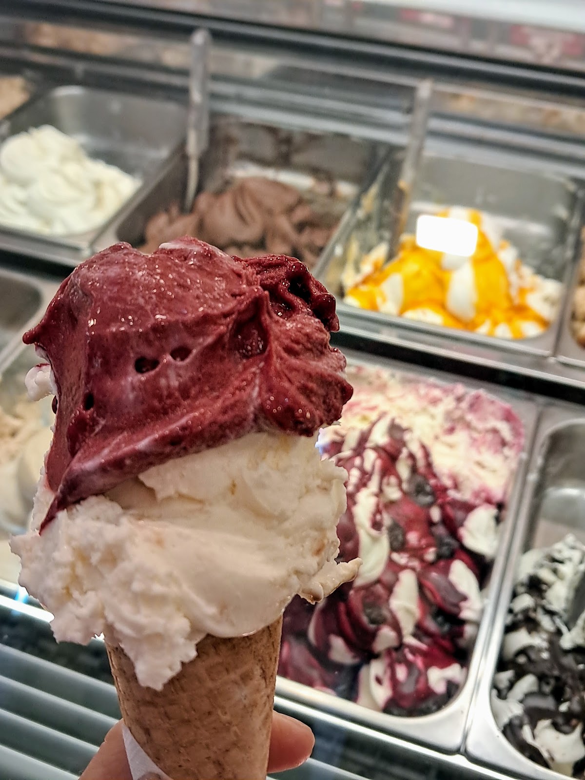 Le vaschette in vetrina.