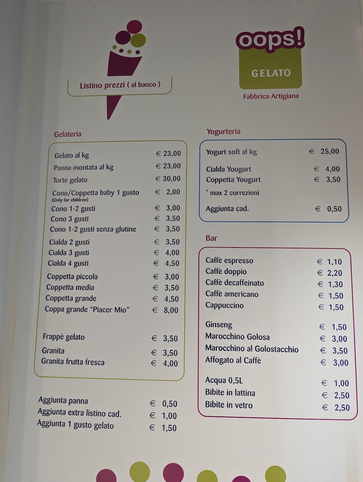 Un dettaglio del banco.
